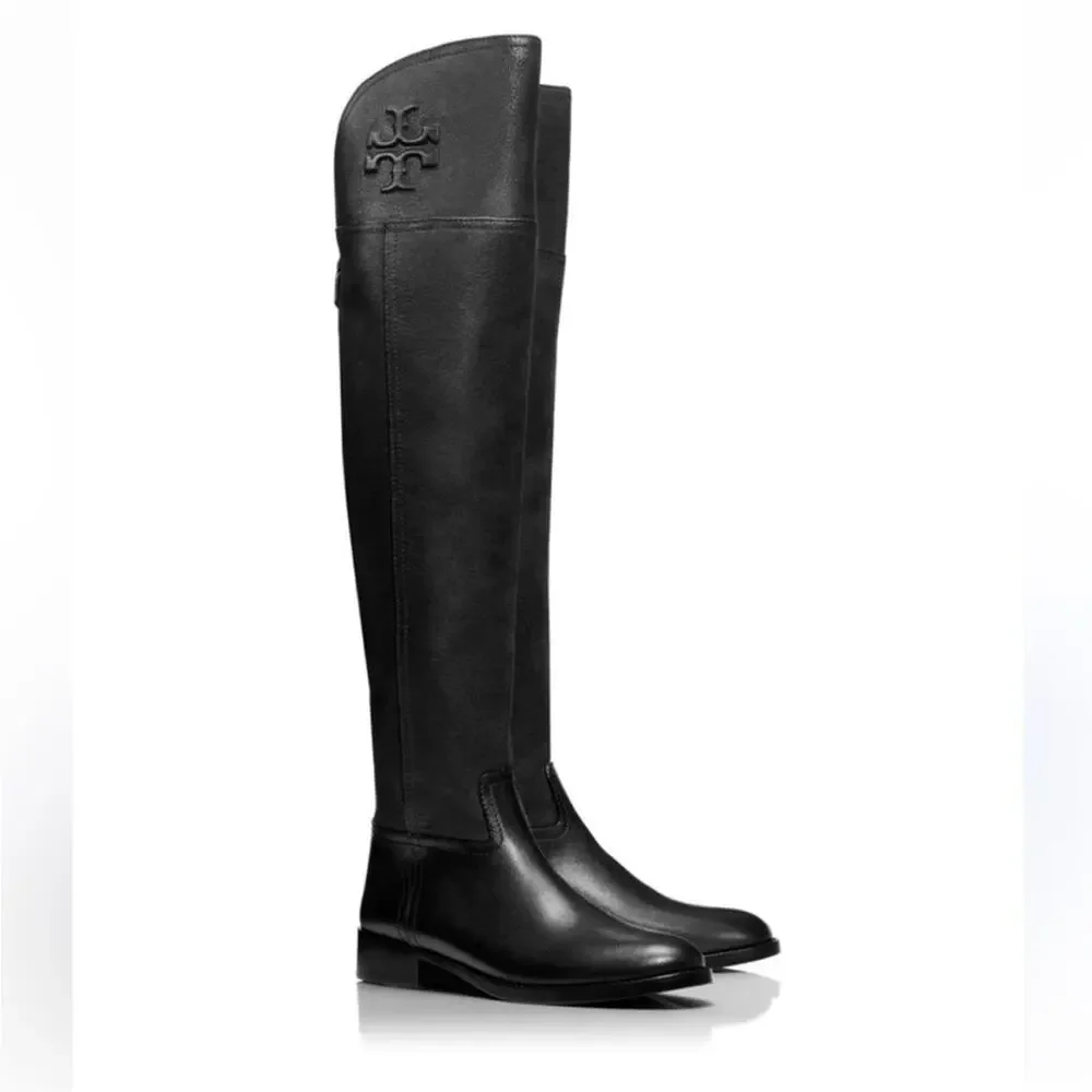 Tory Burch Simone over the knee boot black leather equestrian preppy fall 7.5